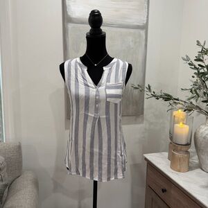 Market & Spruce Blue and White Striped Blouse